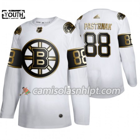 Camisola Boston Bruins David Pastrnak 88 Adidas 2019-2020 Golden Edition Branco Authentic - Criança